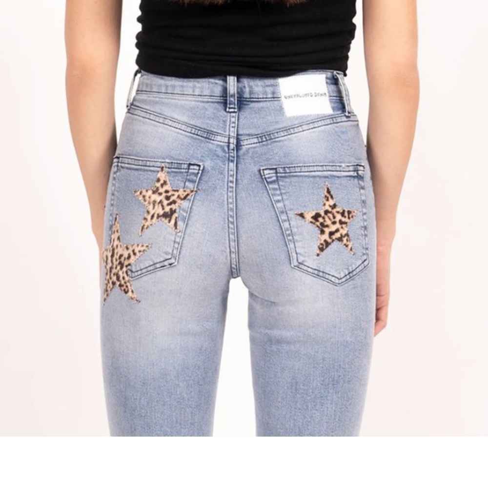 Unemployed Denim Cheetahlicious high waist jeans. EUC. Sz 26